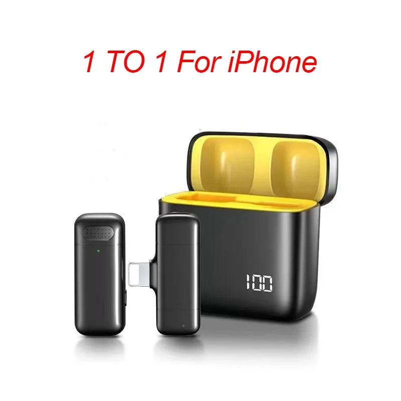 Wireless Lavalier Microphone Digital Charging Compartment Intelligent Noise Cancellation HD Recording for Android and iPhone