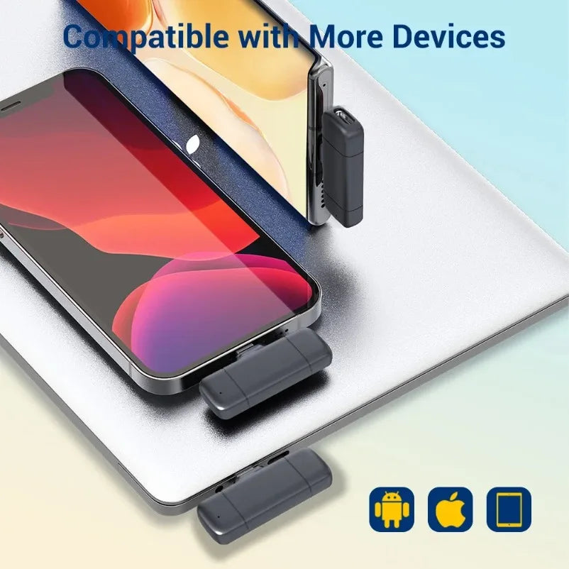 Wireless Lavalier Microphone Digital Charging Compartment Intelligent Noise Cancellation HD Recording for Android and iPhone