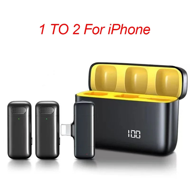 Wireless Lavalier Microphone Digital Charging Compartment Intelligent Noise Cancellation HD Recording for Android and iPhone