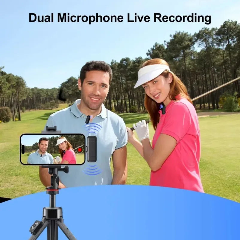 Wireless Lavalier Microphone Digital Charging Compartment Intelligent Noise Cancellation HD Recording for Android and iPhone