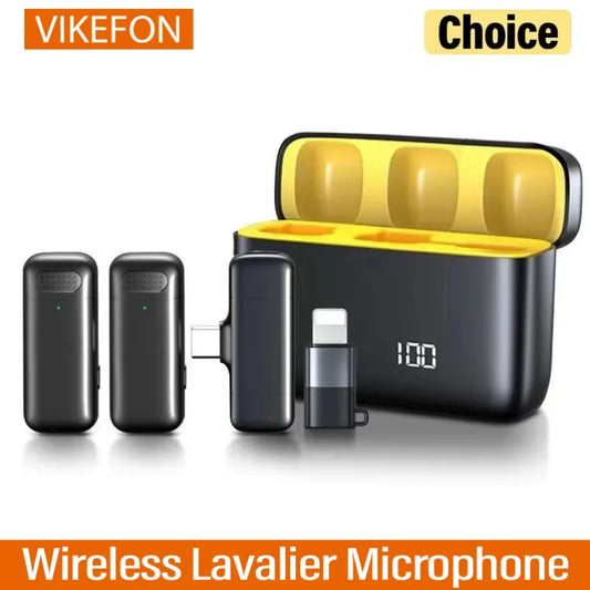 Wireless Lavalier Microphone Digital Charging Compartment Intelligent Noise Cancellation HD Recording for Android and iPhone